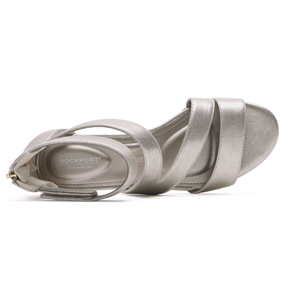 Rockport Singapore Womens Sandals - Total Motion Zandra Strappy Silver - RS2359086